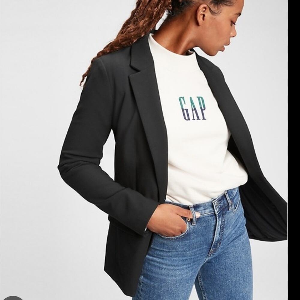 NWT Gap True Black Basic Blazer One Button NWT - image 1